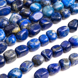 Genuine Natural Lapis Lazuli Gemstone Beads 8-10MM Blue Pebble Nugget A Quality Loose Beads (108542)