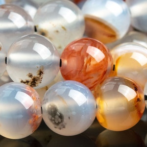 Genuine Natural Dendritic Agate Gemstone Beads 8MM Multicolor Round AAA Quality Loose Beads (103350)