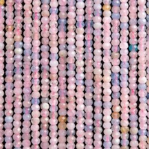 Genuine Natural Beryl Morganite Aquamarine Gemstone Beads 2-3x2MM Multicolor Faceted Rondelle AA Quality Loose Beads (115978)
