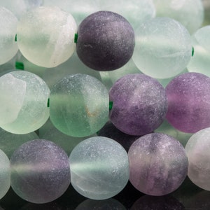 Genuine Natural Fluorite Gemstone Beads 6MM Matte Multicolor Round A Quality Loose Beads (107077)