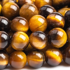 Genuine Natural Tiger Eye Gemstone Beads 4-5MM Yellow Round AAA Quality Loose Beads (100194)