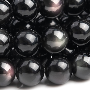 Genuine Natural Obsidian Gemstone Beads 8MM Rainbow Round AAA Quality Loose Beads (103443)
