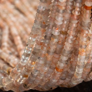 Genuine Natural Sunstone Gemstone Beads 3x2MM Orange Faceted Rondelle AA Quality Loose Beads (111769)