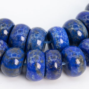 Genuine Natural Afghanistan Lapis Lazuli Gemstone Beads 10x5-8MM Deep Blue Rondelle A Quality Loose Beads (108740)