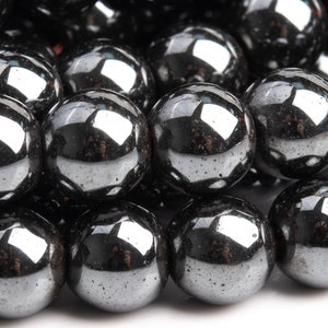 Genuine Natural Hematite Gemstone Beads 8MM Black Round AAA Quality Loose Beads (101317)
