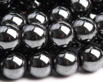 Genuine Natural Hematite Gemstone Beads 8MM Black Round AAA Quality Loose Beads (101317)