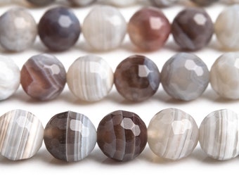 Genuine Natural Botswana Agate Gemstone Beads 8MM Multicolor Micro Faceted Round AAA Quality Loose Beads (106222)