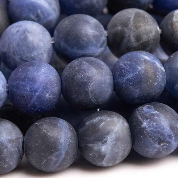 Genuine Natural Sodalite Gemstone Beads 6MM Matte Blue Round AAA Quality Loose Beads (100239)