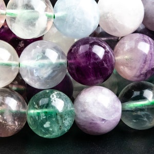 Genuine Natural Fluorite Gemstone Beads 10-11MM Multicolor Round AA Quality Loose Beads (111094)