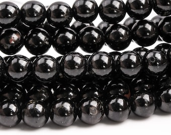 Perline di pietre preziose di tormalina naturale, perline sfuse rotonde nere di qualità AA da 6-7 mm (118575)