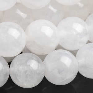 Genuine Natural Jade Gemstone Beads 8MM White Round AAA Quality Loose Beads (102371)