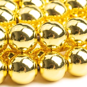 Hematite Gemstone Beads 8MM 18k Gold Round AAA Quality Loose Beads (105075)