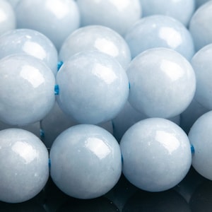Genuine Natural Angelite Gemstone Beads 7-8MM Blue Round A Quality Loose Beads (105421)