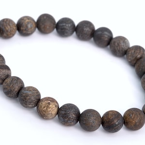 Genuine Natural Bronzite Gemstone Beads 8MM Matte Brown Round AAA Quality Bracelet (106775h-066)