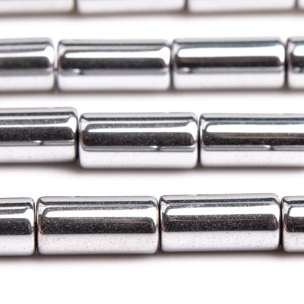 Hematite Gemstone Beads 8x4MM Silver Round Tube AAA Quality Loose Beads (104707)