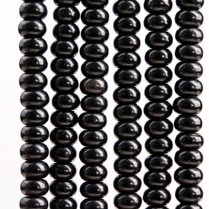 Genuine Natural Obsidian Gemstone Beads 8x5MM Black Rondelle A Quality Loose Beads (117568)