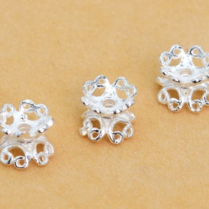 5 Pcs - 6x5MM Sterling Silver Floral Spacer Beads for Jewelry Making (64013-2186)