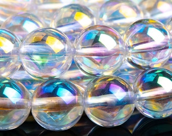 Crystal Quartz Gemstone Beads 10MM Rainbow Round AAA Quality Loose Beads (102100)