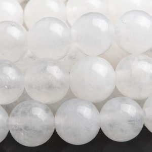Genuine Natural Jade Gemstone Beads 6MM White Round AAA Quality Loose Beads (102370)