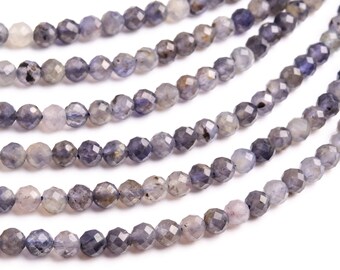 Genuine Natural Iolite Gemstone Beads 5MM Gray Purple Faceted Round A Quality Loose Beads (118943)