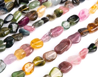 Genuine Natural Tourmaline Gemstone Beads 4-7MM Multicolor Pebble Nugget AA Quality Loose Beads (108440)
