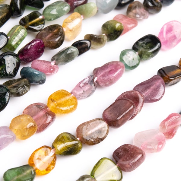 Genuine Natural Tourmaline Gemstone Beads 4-7MM Multicolor Pebble Nugget AA Quality Loose Beads (108440)