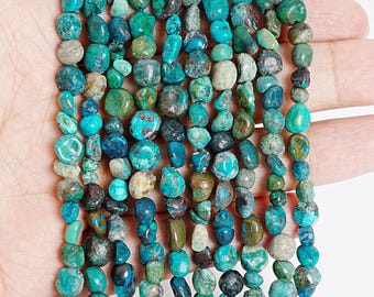 Genuine Natural Chrysocolla Gemstone Beads 3-5MM Multicolor Pebble Nugget AAA Quality Loose Beads (108439)
