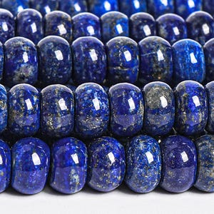 Genuine Natural Deep Blue Afghanistan Lapis Lazuli Gemstone Beads 9-10x5-7MM Rondelle Loose Beads (108743)