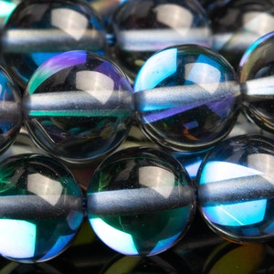 Mystic Aura Quartz Beads 8MM Black Round Loose Beads (107353)