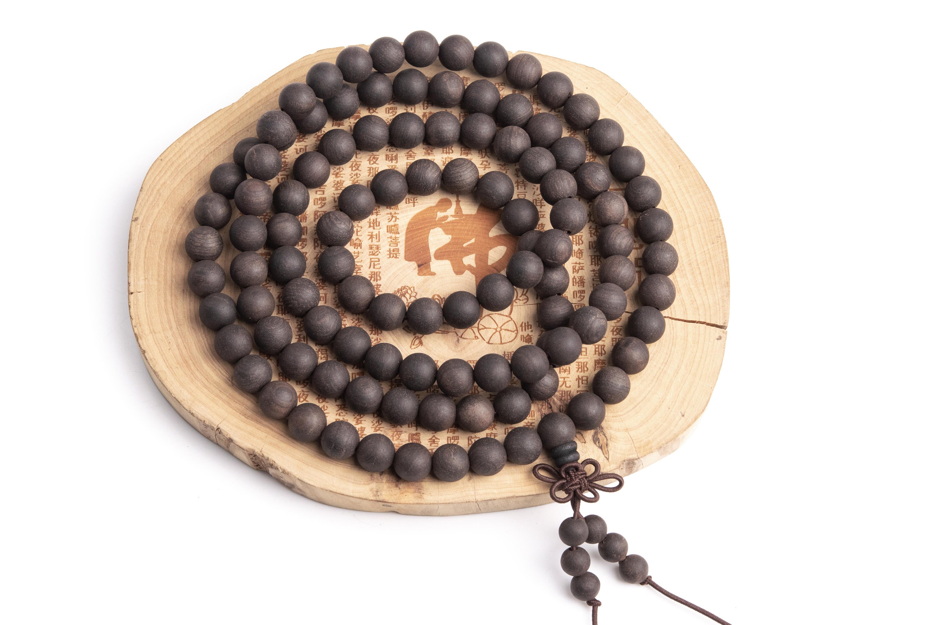6MM 108 Pcs Ebony Blackwood Mala Beads Natural Wood Black Round Beads 27"