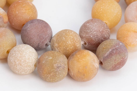 Genuine Natural Microcline Gemstone Beads 8MM Matte Yellow Round AAA Quality Loose Beads (103129)