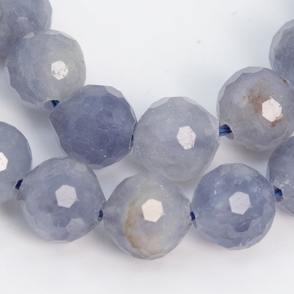 68 / 33 Pcs - 6MM Light Color Iolite Beads Grade A Genuine Natural Micro Faceted Round Gemstone Loose Beads (109064)