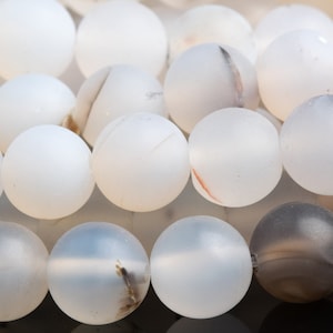 Genuine Natural Flower Agate Gemstone Beads 8MM Matte Round AAA Quality Loose Beads (101758)