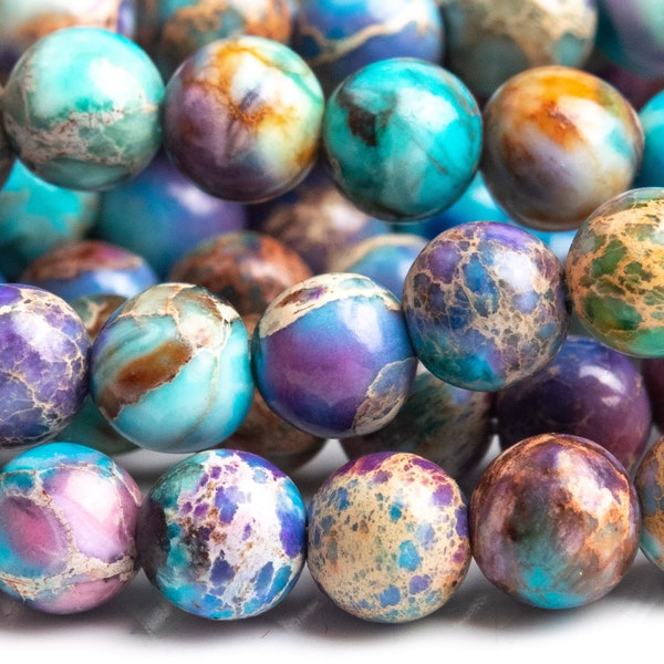 Sea Sediment Imperial Jasper Gemstone Beads 4MM Icy Blue & Purple Round AAA Quality Loose Beads (112928)