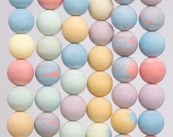 Stone Beads 10MM Matte Multicolor Round Loose Beads (110586)