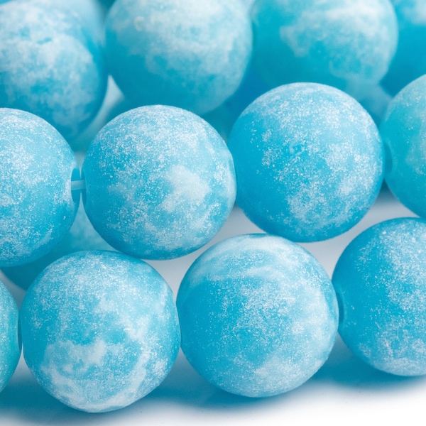 Synthetic Larimar Quartz Gemstone Beads 10MM Matte Blue Sky Round A Quality Loose Beads (107843)