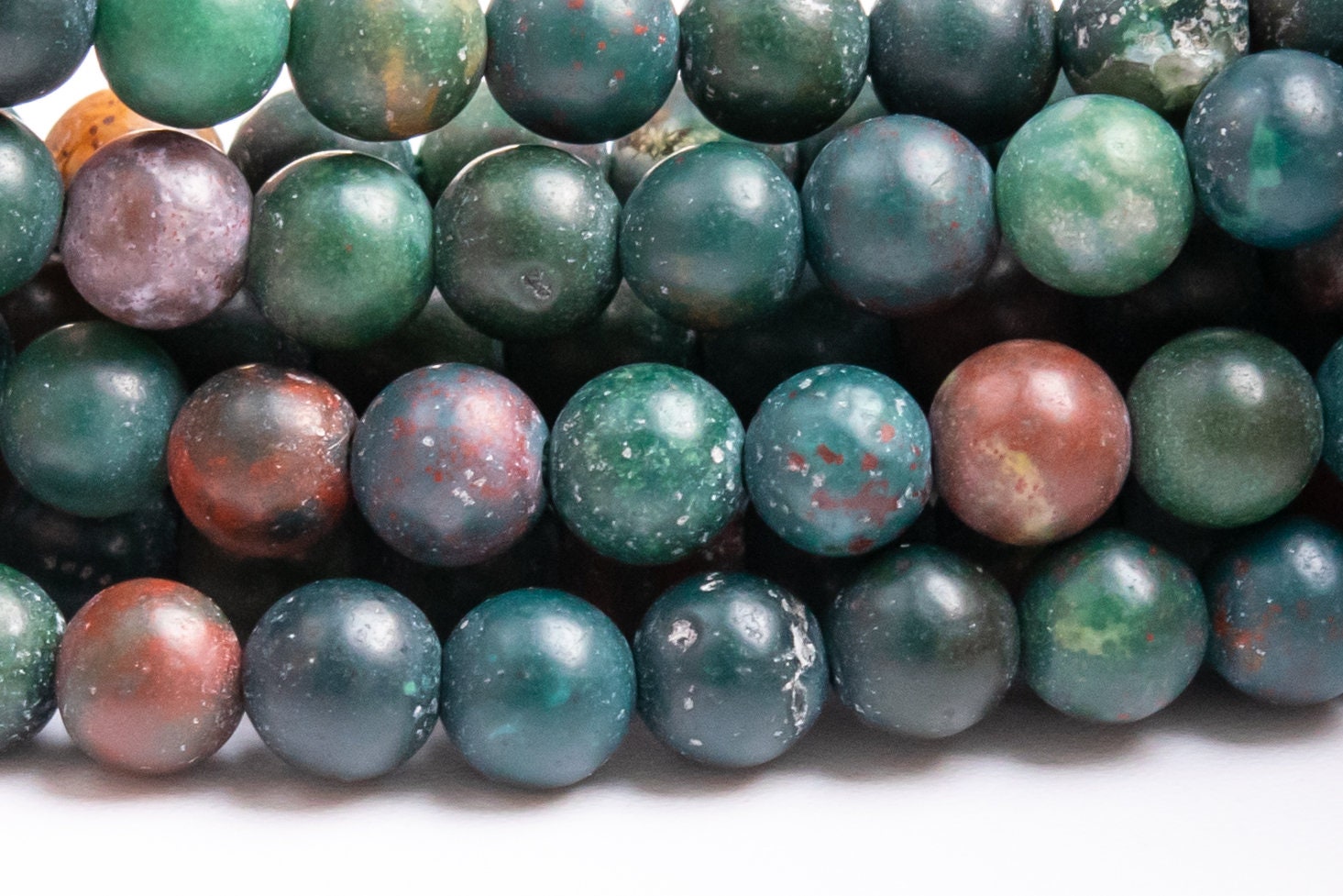 8MM Genuine Natural Matte Blood Stone Beads Grade A Round Loose Beads 7" 