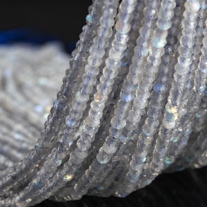 Genuine Natural Labradorite Gemstone Beads 3x2MM Transparent Light Gray Faceted Rondelle AA Quality Loose Beads (119124)