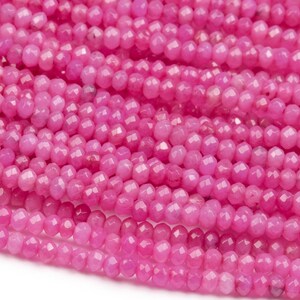 Jade Gemstone Beads 3x2MM Rose Red Faceted Rondelle AAA Quality Loose Beads (124917)