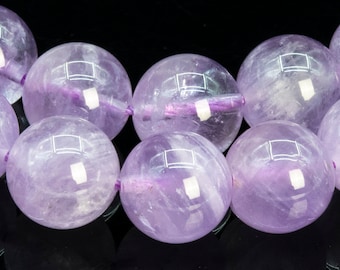 Genuine Natural Lavender Amethyst Gemstone Beads 10MM Translucent Light Purple Round A+ Quality Loose Beads (115180)