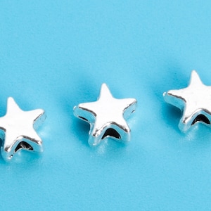 30 Pcs - 5x5MM Antique Silver Tone Star Spacer Beads (64641-2544)
