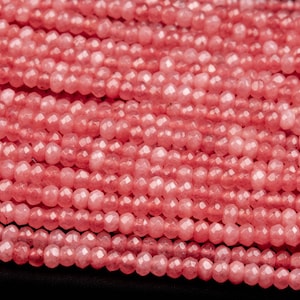 Jade Gemstone Beads 3x2MM Red Faceted Rondelle AAA Quality Loose Beads (124922)