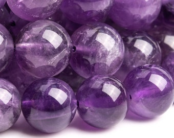 Genuine Natural Amethyst Gemstone Beads 9-10MM Purple Round AAA Quality Loose Beads (101214)