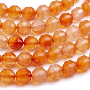 Echte Natürliche Karneol Edelstein Perlen 10 x 9 MM Orange Rot Facettiert Bicone Barrel Drum AAA Qualität lose Perlen (115976)