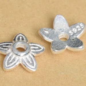4 Pcs - 8MM Sterling Silver Flower Bead Cap (64461-2139)
