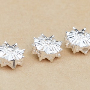 5 Pcs - 7MM Sterling Silver Flower Spacer Beads for Jewelry Making (63987-2185)