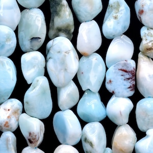 Genuine Natural Dominica Larimar Gemstone Beads 6-8MM Light Blue Pebble Nugget A Quality Loose Beads (108468)