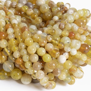 Genuine Natural Yellow Opal Gemstone Beads 6MM 8MM 10MM Round AAA Quality Loose Beads