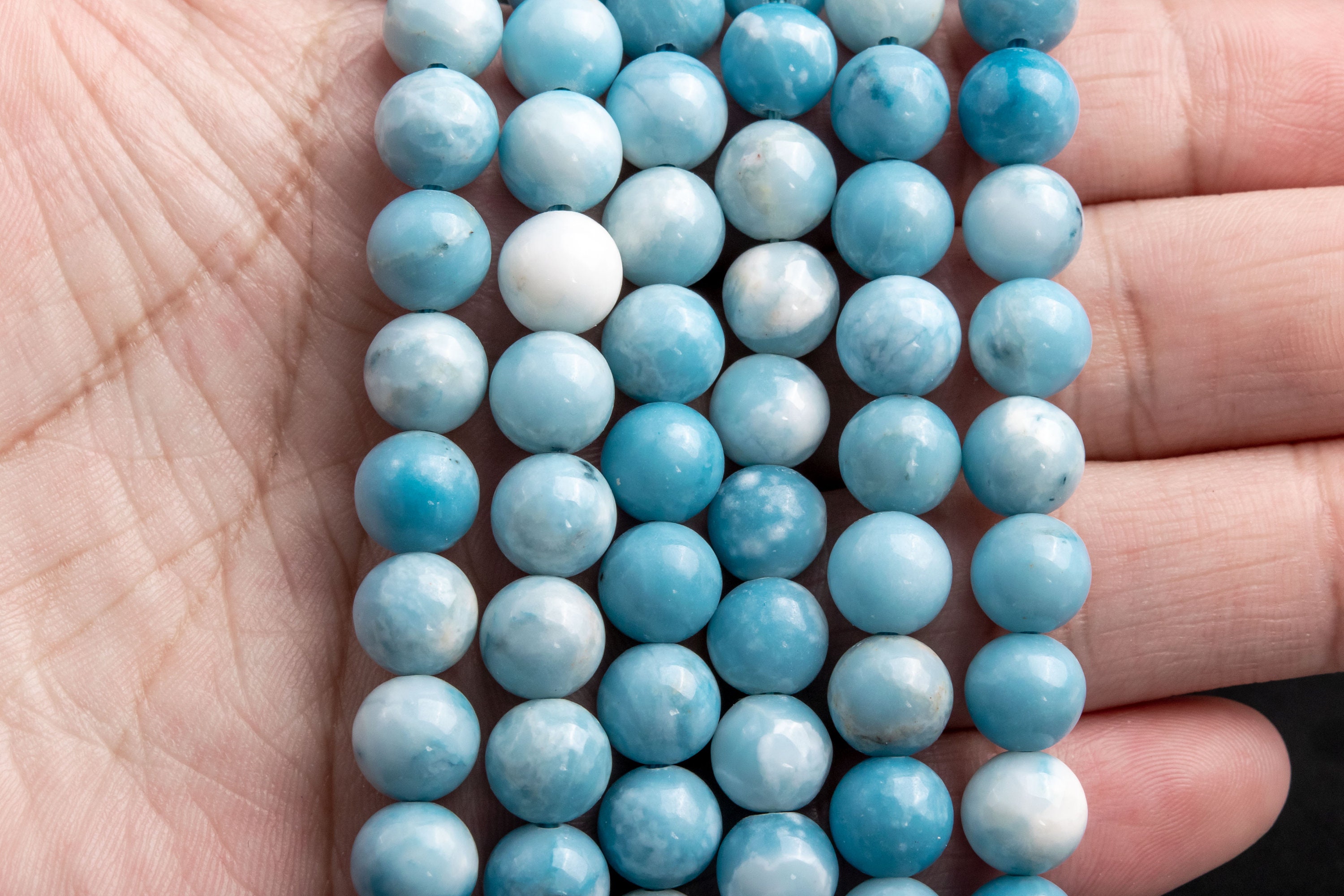 クォーツ ジェムストーン ビーズ 8 MM ラリマー ブルーカラー ラウンド