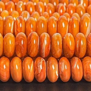 Genuine Natural Trochidae Shell Gemstone Beads 6X4MM Orange Rondelle AAA Quality Loose Beads (127342)